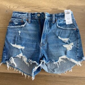 Denim Distressed AF curve love Shorts - tags on